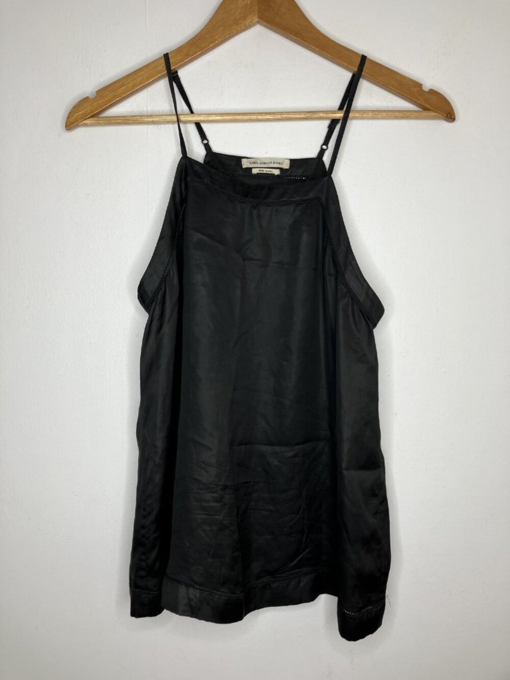 Isabel Marant Etoile Black Viscose Silky Camisole Tank Top EU 38 Adjustable